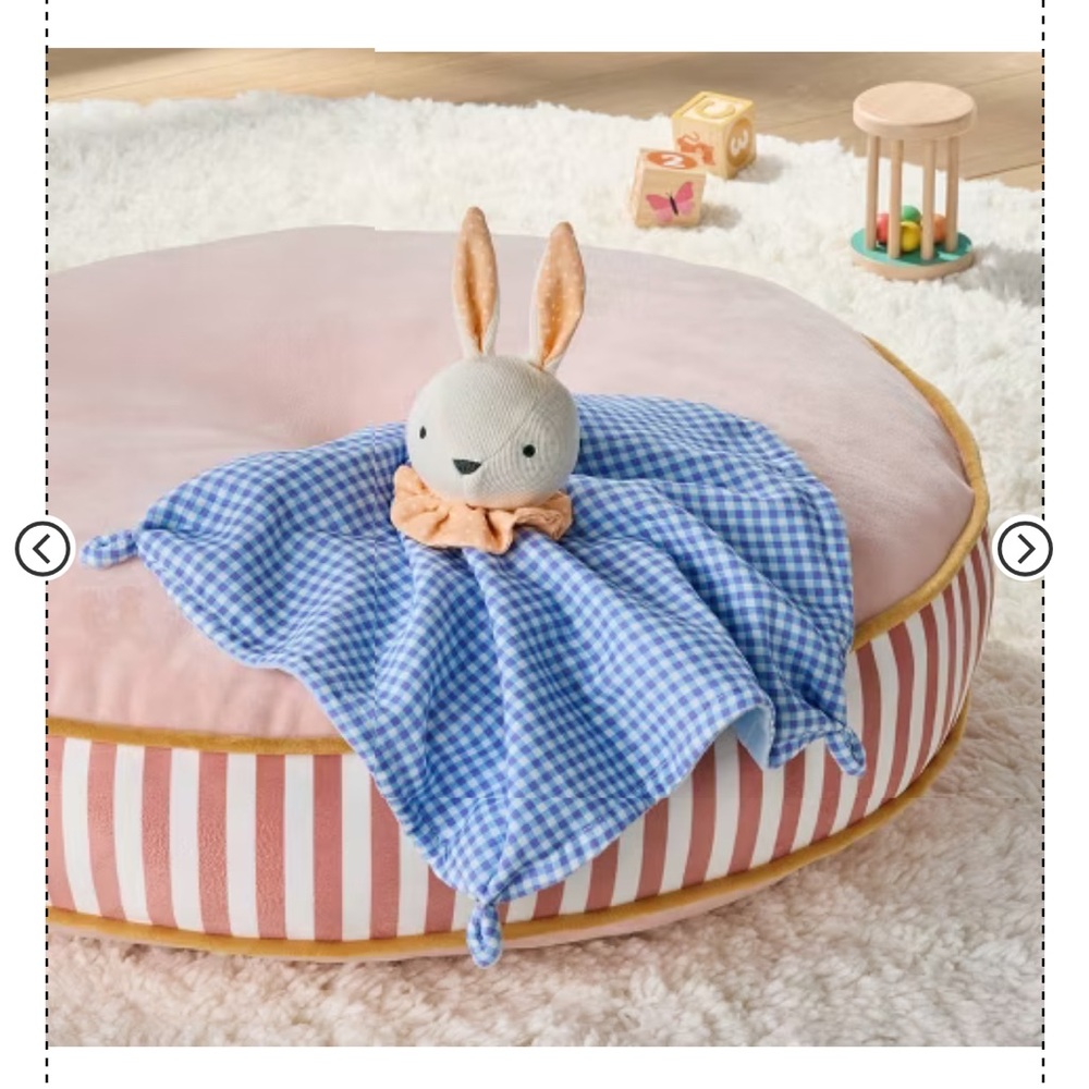 NWT CLOUD ISLAND Blue and White Checkered Baby bunny Lovey SECURITY BLANKET
